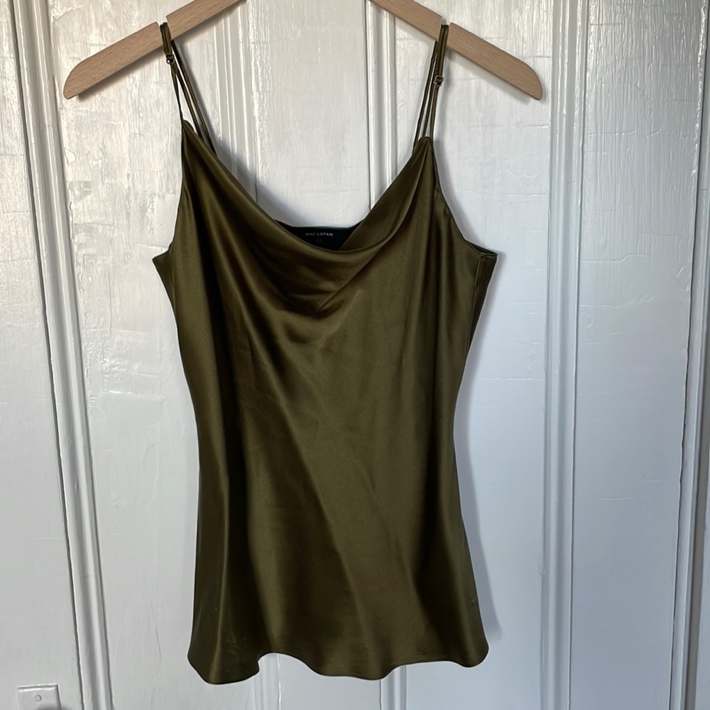 Nili Lotan Draped Front Camisole in Olive Green 💚
